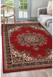 Gil Red Traditional Medallion Rug