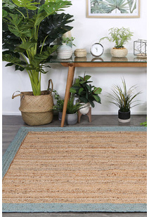 Harrold Blue Border Jute Rug