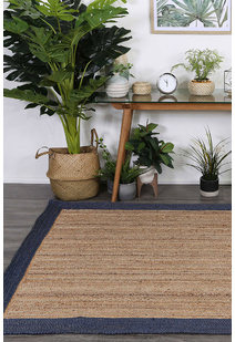 Harrold Navy Border Jute Rug