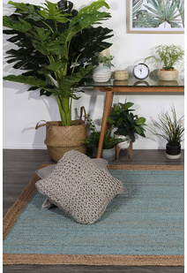 Harrold Light Blue Jute Border Rug