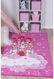 Hello Pink Castle Cloud Kids Rug 
