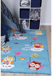 Hello Blue Owl & Balloon Kids Rug 