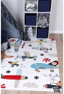 Hello Plane & Jet Cream Kids Rug