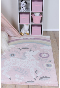 Hello Pink Unicorn & Rainbow Rug