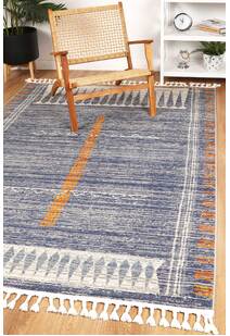 Inti Blue Moroccan Fringed Rug