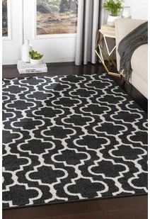 Jack Trellis Pattern Black Rug