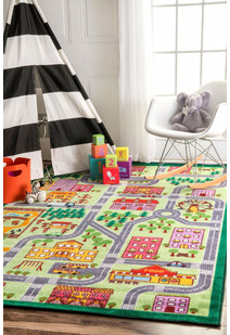 Kids Country Town Car Road Rug