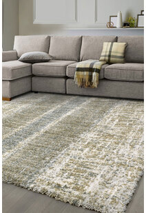 Kupa Beige Striped Shaggy Rug