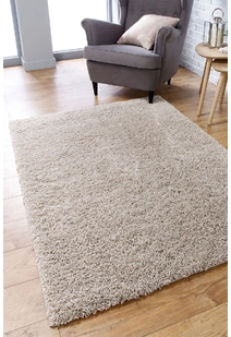 Lara Plain Beige Shaggy Rug