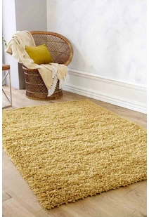 Lara Plain Yellow Shaggy Rug