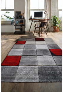 Lucia Red Square Pattern Rug