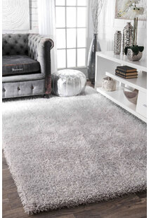 Liam Thick Plain Shaggy Silver Rug