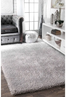 Liam Thick Plain Shaggy Silver Rug