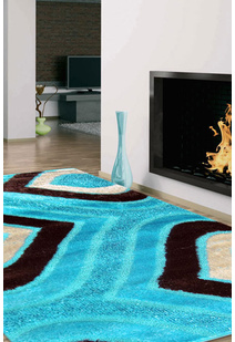 Logan Teal Modern Shaggy Rug