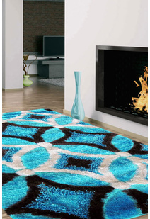 Logan Modern Teal Shaggy Rug