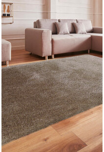 Luxe Plain Brown Shaggy Rug