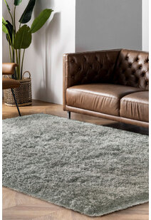 Luxe Plain Silver Shaggy Rug