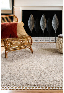 Lucy Beige Shaggy Moroccan Rug