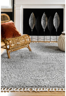 Lucy Grey Moroccan Tassel Rug