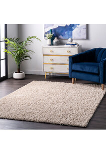 Luis Plain Beige Shaggy Rug
