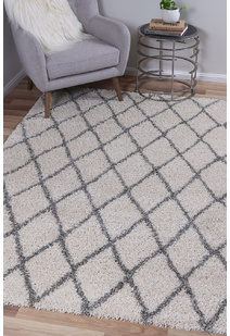 Lusso Cream Moroccan Shaggy Rug