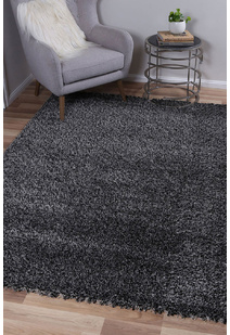 Lusso Thick Plain Black Shaggy Rug