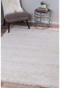 Lusso Thick Plain Ivory Shaggy Rug
