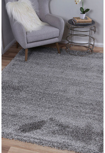 Lusso Thick Plain Grey Shaggy Rug