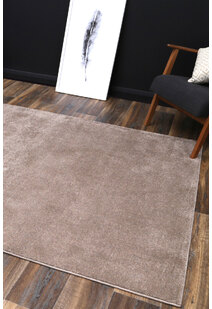 Macey Plain Brown Plush Rug