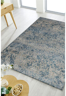 Melanie Blue Overdyed Floral Rug