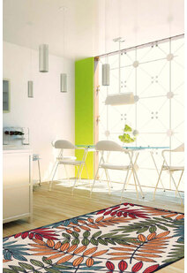 Miko Leaf Pattern Outdoor Rug