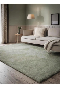 Mojito Plain Green Shaggy Rug