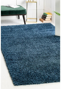 Monty Plain Blue Thick Shaggy Rug