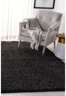 Natura Plain Charcoal Shaggy Rug