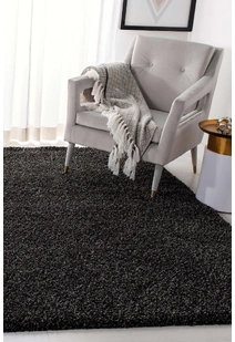 Natura Plain Charcoal Shaggy Rug
