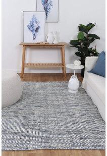 Natura Blue Wool Flatweave Rug