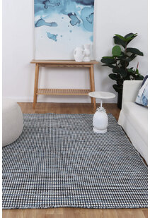 Natura Teal Wool Flatweave Rug