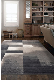 Orel Grey Square Pattern Rug