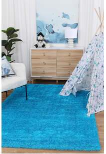 Palace Plain Teal Shaggy Rug