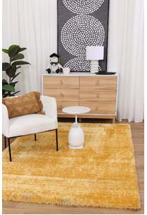Palace Plain Yellow Shaggy Rug