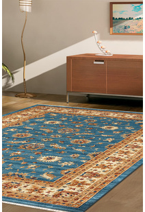 Parker Blue Oriental Fringed Rug