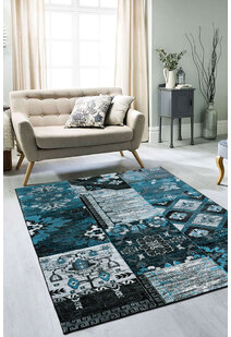 Paris Carved Blue Patchwork Rug
