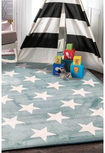 Petite Aqua Modern Star Kids Rug