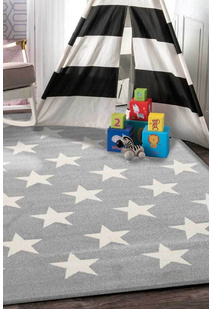 Petite Modern Grey Kids Star Rug