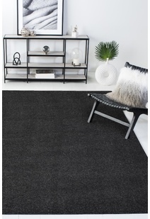 Plush Plain Black Rug