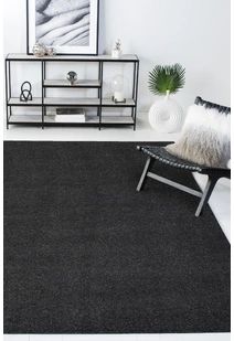 Plush Plain Black Rug
