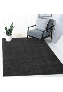 Plush Plain Black Rug