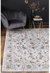 Poe Grey Traditional Floral Rug