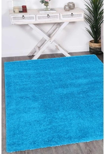 Puffy Plain Teal Shaggy Rug