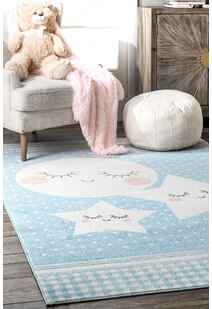 Poppy Moon & Stars Blue Kids Rug